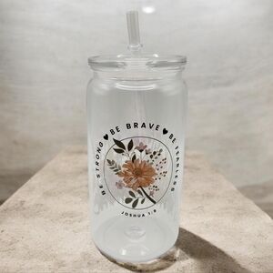 16 oz Bible Verse Inspirational Floral Tumbler with Lid & Straw